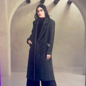 Banana Republic Cortazar Herringbone Coat - L - Grey/Black